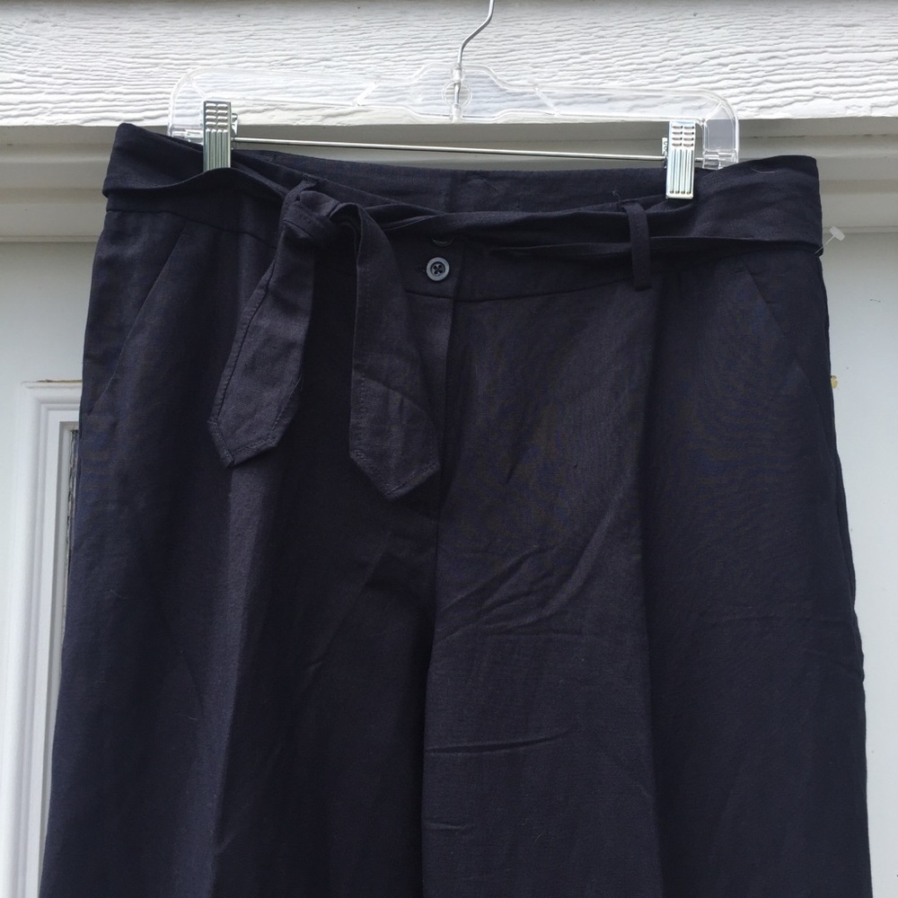 Navy Blue Counterparts Ramie, belted Pants